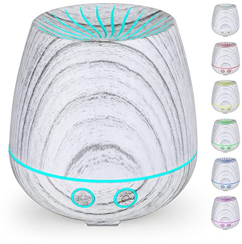 Aroma Diffuser,GeeRic 120ML Luftbefeuchter Ultraschall Vernebler,Raumbefeuchter Aromatherapie Öle Duftlampe mit 7 Farben LED Helles Holz