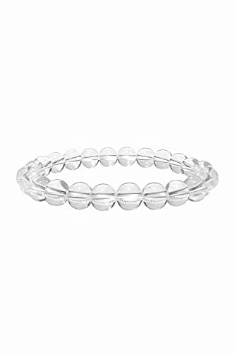 Ouubuuy Clear Quartz Crystal Beads Bracelet 8mm Natural Gemstone Beaded Bracelets Healing Crystal Bracelet for Women Mothers Day Gifts