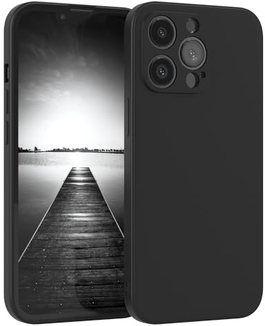 EAZY CASE - Silikonhülle für iPhone 13 Pro Hülle Silikon Case Schwarz weich stoßfeste Handyhülle Schutzhülle mit Kameraschutz Dünn Premium Schutz Cover TPU Phone Bumper in Mattschwarz