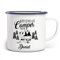 FunTasstic Emaille Tasse Camping Offizielle Campertasse mit Wohnwagen in den Bergen - mit Wunschname | Becher | Travel Mug | Van Camper, Farbe:weissblau, Größe:300ml