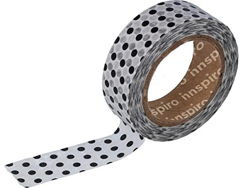 INNSPIRO Masking Tape Washi Tape, schwarz, 15 mm x 10 m, Serie Deco