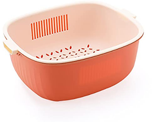 Youka Panier de vidange pour passoire de cuisine, ensemble de bols de passoire 2 en 1, double couche en plastique PP sans BPA détachable pour laver les légumes et les fruits