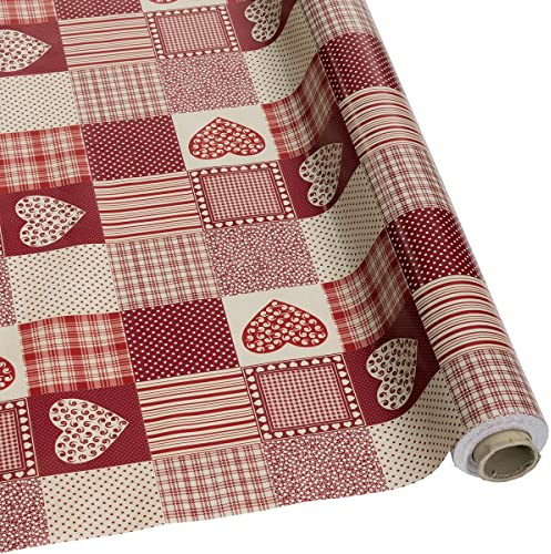 DéVa Wachstuchtischdecke Herzen rot in 1,4m Breite (Meterware) - PVC Wachstuch - Outdoor und Indoor Tischdecke