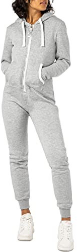 Eight 2 Nine Damen Sweat Overall Einteiler Onesie Light-Grey L/XL