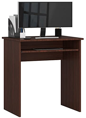 3xEliving POLYNNA Desk Wenge Kleiner freistehender Schreibtisch mit ausziehbarer Tastaturablage, Maße: Höhe: 74 cm, Breite: 68 cm, Tiefe: 51 cm