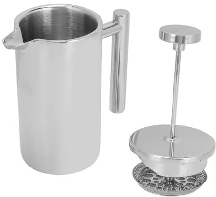 French Press Coffee Maker, Stainless Steel French Press Coffee Maker Double Wall Metal Insulation Coffee Press Portable French Press Coffee Maker for Home Outdoor Camping Travel(350ML)