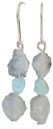 Ohrhänger TOORES Rohsteine - 925 Silber (Aquamarin und Larimar)