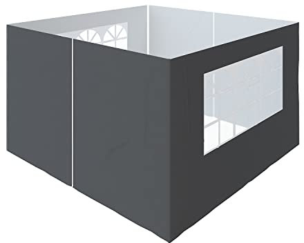 Green Bay Gazebo Side Panels 3x3m, 4 Pack Replacement Exchangeable Wall Panels with zipper and Window Anthracite
