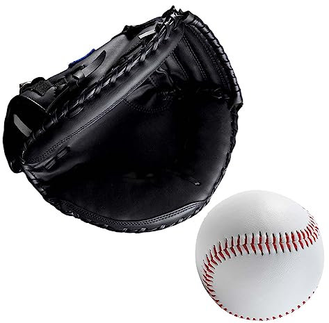 rockible Baseball Fanghandschuhe, Teeball Handschuh, 12,5 Zoll, mit Baseball Ball Fanghandschuhen, Softball Handschuhe für Spielübungsausrüstung, Unisex Erwach, Alles schwarz