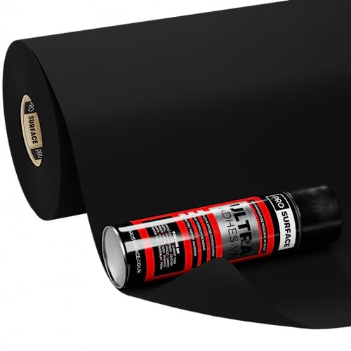 Black 4 Way Super Stretch Lining Carpet for Camper Van Motorhome Car Vehicle Interior - 1 Metre x 2 Metre Includes Glue