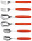 6er Set Giesser Messer Besteck Set je 2 Stück Löffel Teelöffel Gabel, Rostfreier Edelstahl, ergonomischer Griff - Made in Germany - Rot