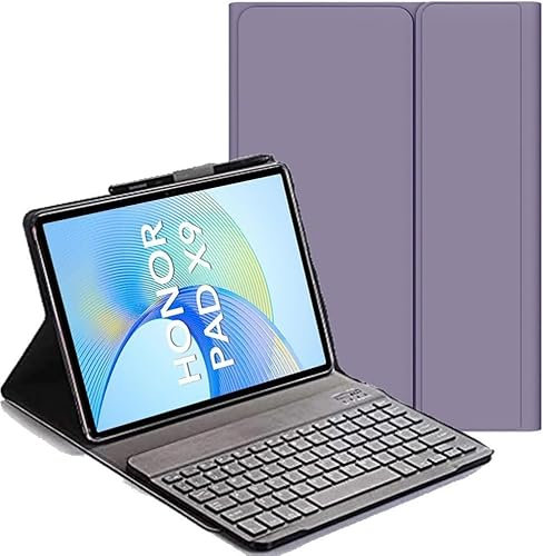 YHFZR Tastatur Hülle for Honor Pad X9 11,5 Zoll, [QWERTZ DE Layout] Slim Flip Entfernbar Drahtloser Keyboardständer Ledertasche für Honor Pad X9 11,5 Zoll, Violett