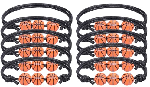 IMINI Basketball-Armband für Herren, Jungen, Mädchen, leicht, geflochtenes Armband, einfaches, klassisches Acryl, Basketball, verstellbare Kette, Charm, minimalistischer Sportschmuck, Geschenke für