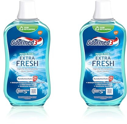 Odol-med3 Mundspülung Extra Fresh, alkoholfreie Mundspülung, 500ml (Packung mit 2)