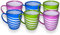 KANSY Plastic Mug with Handle – Lightweight Unbreakable Reusable Cups for Drinking Hot, Cold, Coffee, Tea, Water, Beer – Office, Travel, Party, Camping, Caravan, Picnic (6, Striped)