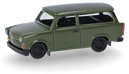 Herpa Modellauto Trabant 1.1 Universal, Miniatur im Maßstab 1:87, Sammlerstück, Made in Germany, Modell aus Kunststoff, Farbe: olivgrün