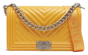 MARC ELLIS Damen Handtasche PVC Veganes Produkt 25x15x8 cm FLAT M-VanilleA_+_OFF_SILVER, Gelb und Silber