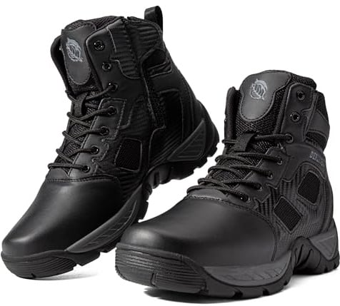 derlychug Herren Militärische Taktische Arbeitsstiefel Side Zipper Wandern Kampf Leichte Stiefel