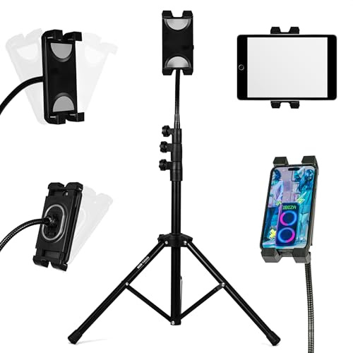 Ibiza - SMM20 - Trépied télescopique et Flexible pour Smartphone et Tablette - Rotation à 360° - Orientable dans Toutes Les Positions - Sac de Transport Inclus