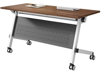 Konferenztisch Klappbar Kunsttafel Konferenztisch, Minimalistischer Klappbarer Trainingstisch mit Sichtschutz und Rollen für Konferenzraum Büro(120 * 50 * 75cm)