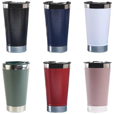 Chope à bière de 20 oz Tasse de voiture en acier inoxydable martelé avec ouvre-bouteille Tasse à café en paille en acier inoxydable Portable Aucune fuite Protection incassable Réutilisable Apparence é