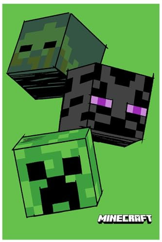 Jerry Fabrics Minecraft Fleecedecke Kinderdecke Creeper Zombie Enderman Grün 100 x 150 cm 100% Polyester