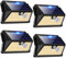 OUILA Luz Solar Exterior, 【4 Paquete】 185 LED/3 Modos Focos Solares Exterior con Sensor de Movimiento, IP65 Impermeable Lamparas Exterior para Jardín, Garaje, Calle, Patio, Caminos(Blanco Cálido)