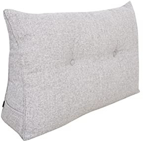 Pillows24 - Rückenkissen für Bett & Sofa mit abnehmbarem, waschbarem Bezug [ 140cm - Grau ] | Bequemes Keilkissen und Lesekissen fürs Bett | Großes Sofakissen für Rückenlehne und Sofa