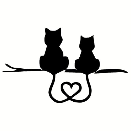 Katzen Autoaufkleber Liebe Freundschaft Auto Aufkleber Wasserfest Vinyl Decals Autoaufkleber Dekoration Wasserdicht Sticker Tier Herz (Schwarz)