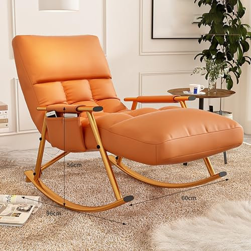 Mecedora para interiores con cojín acolchado y marco de acero, balancín de gran tamaño para patio, patio, balcón, porche, cómoda silla de camping al aire libre con capacidad de peso de 300 libras