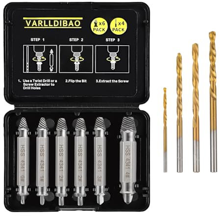 Gift for Man: 10-teiliges Schraubenausdreher-Set, 6-teiliges Schraubenausdreher-Set und 4-teiliges Links-Spiralbohrer-Set für abisolierte Schrauben und Bohrer