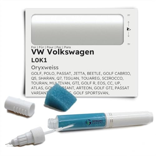 Genuine Colors Lackstift ORYXWEISS L0K1 für VW Volkswagen Silber GOLF POLO PASSAT JETTA BEETLE CABRIO Q5 SHARAN Q7 TIGUAN TOUAREG SCIROCCO TOURAN MULTIVAN GTI R EOS CC UP ATLAS VARIANT ARTEON SPORTSVA