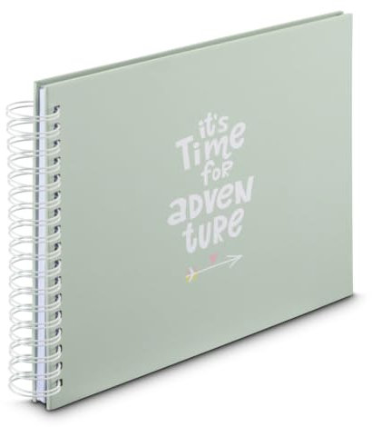 Hama Fotoalbum „Good Things“ (Spiralalbum für 100 Fotos im Format 10 x 15 cm, Album mit Ringbindung zum Einkleben und Selbstgestalten, Albumgröße 28x24 cm, 50 weiße Seiten) grün