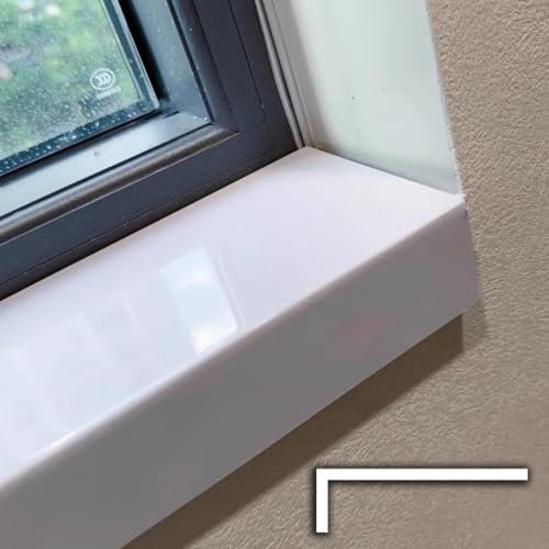 (en:Fensterbank-Abdeckung, weiße breitere Fensterbank, wasserdichte Abdeckung, L-Form, Acrylfliesen-Finish, Fensterbankschutz, individuelle Fensterbankabdeckung für Zuhause (L x B) 150 x 30 cm (L x