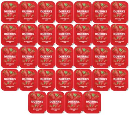 Strawberry Jam Portions - 32 Portions x 20g - Individual portions, fresh and easy to open (Pack of 32) By Shop4Choice