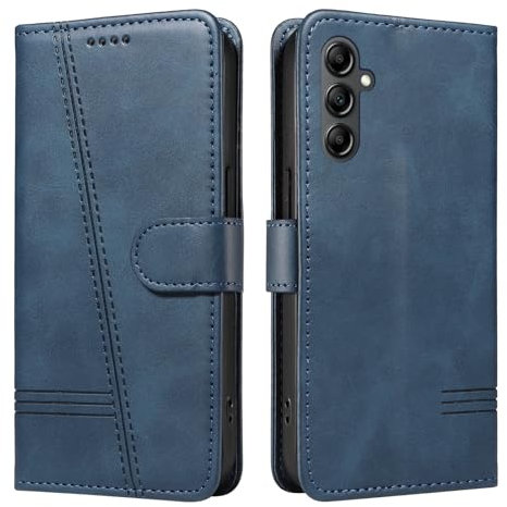 NEXCURIO Handyhülle für Samsung Galaxy A14 4G 5G Hülle Klappbar mit Kartenfäch Klapphülle Lederhülle Leder Schutzhülle Wallet Flip Case Cover Handy Tasche Handytasche - Blau