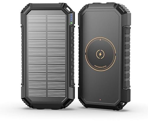 Paloceru Solar Charger Power Bank - 26800mAh Wireless Portable Charger with USB C – PD QC 3.0 Fast Charging Battery Bank 4 Outputs - External Battery Pack for iPhone Tablet, Flashlight for Outdoor