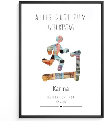 DigiNutz Personalisiertes Geldgeschenk Geburtstag | Perfekt ausgeschnittenes Hobby-Motiv | DIN A4 DIY-Geschenkidee | Mit Echtholzrahmen (Laufband)