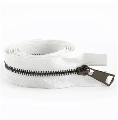 1/2 cerniere in metallo 5#, 15-25 cm, estremità chiusa 30-80 cm, cerniera aperta per indumenti da cucito, cerniera separabile, kit di riparazione con cerniera lampo (bianco-nero pistola), 35 cm, NO5