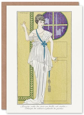 Artery8 George Barbier Art Card Vintage Parisian Fashion Evening Gown