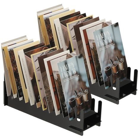 PATIKIL 2er Pack 12-Fach Klare Grußkarten Display Ständer Tragbar Schwarz | Postkarten Ständer Halter Organizer, Acryl Aufkleber Display Ständer, Für Umschläge Foto Schreibtisch