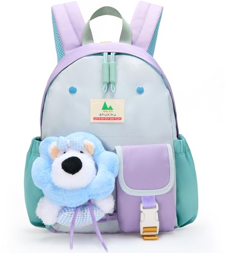 shukiku Kindergartenrucksack, Kita Rucksack mit Abnehmbarem Spielzeug Mädchen, Weiche Plüsch Kindergarten Rucksack 1-3 Jahren, Perfekt für Kita, Reise & Geschenk