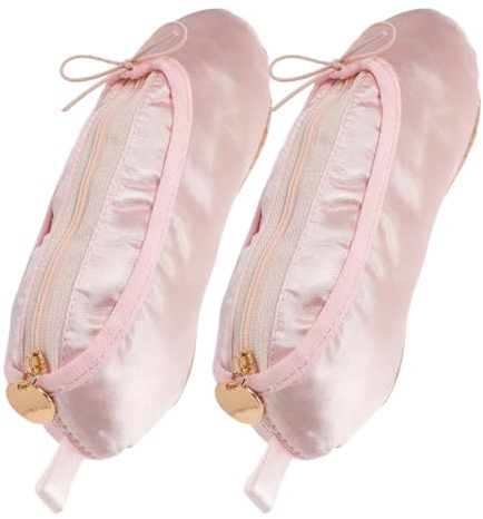 EPIGEIST 2-Teilige Ballettschuh-Bleistifttasche Und Kosmetiktasche Mit Ballerina-Schuhen Multifunktionale Make-up- Und Stiftetasche Tragbare Aufbewahrung FüR Tanzschuhe Und Pinsel 8 X 2.8 X 1.2 Zoll