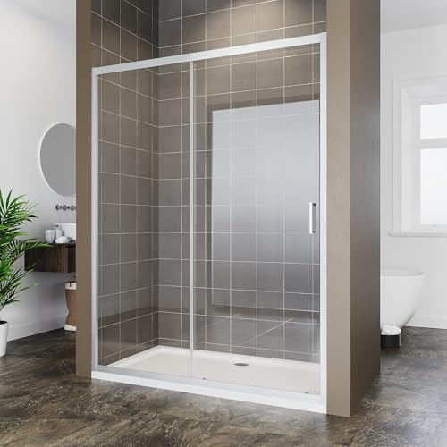 ELEGANT 1300mm Sliding Shower Door 6mm Safety Tempered Glass Reversible Bathroom Shower Enclosure Cubicle