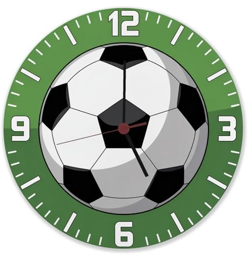 speecheese Fußball Ziffernblatt Wanduhr aus Alu für Fußballfans Lustige Dekouhr für Wohnzimmer oder Büro