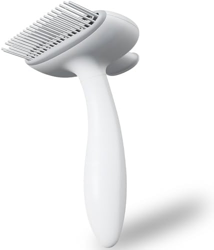 Taomypets Selbstreinigende Hundebürste für Langhaarige Hunde, 360° Drehbare Kammnadeln, Breiter, Ergonomischer Griff (Weiß)
