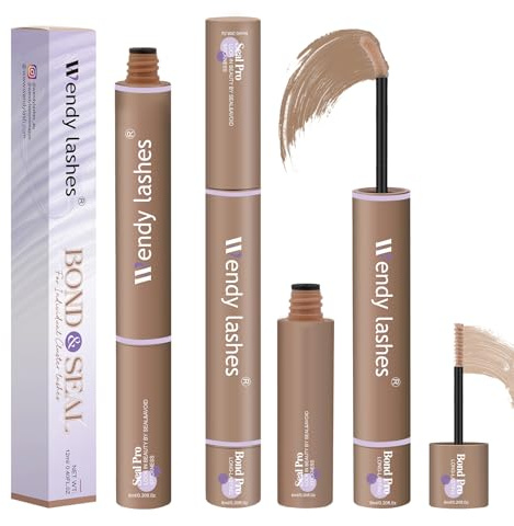 WENDY LASHES Bond and Seal Lash Glue - 12ml, Brown | 6ml Bond / 6ml Seal, Gentle Strong Hold, Fast Drying, Waterproof & Smudge Proof for Cluster and Individual Eyelash Extension