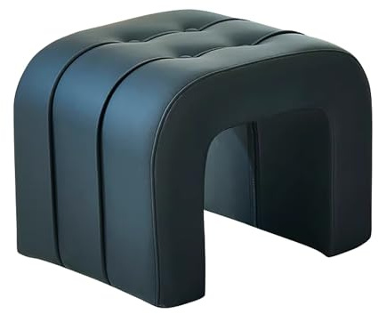 lyxamjrzyp Tabouret en Cuir, Repose Pied Rembourré, Tabouret Bas Tabouret pour Salon, Petit Pouf pour Table Basse et Entrée(Black,Large)