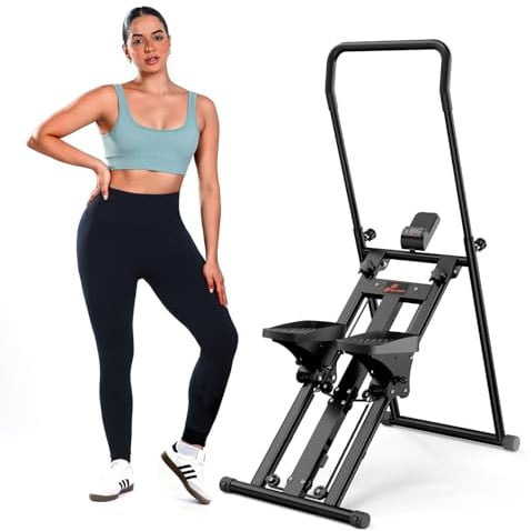 Sportneer Escalera plegable para gimnasio en casa, resistencia ajustable, escalador vertical con manillar,