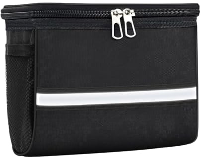 Tmboryuu Scooter Front Basket Waterproof Large Capacity Kids Bicycles Accessory Reflective Multiple Storage Compartments Kids Bike Handlebar Basket